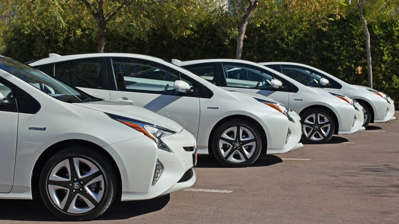 Toyota Prius cars parked together