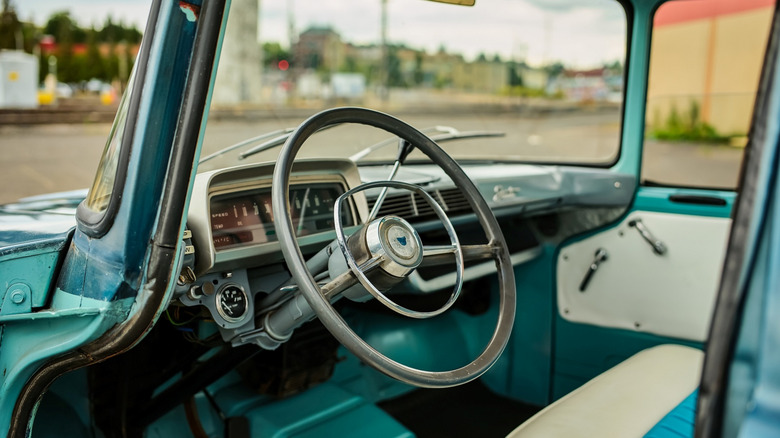 The interior of the Toyota Stout, from the driver's side