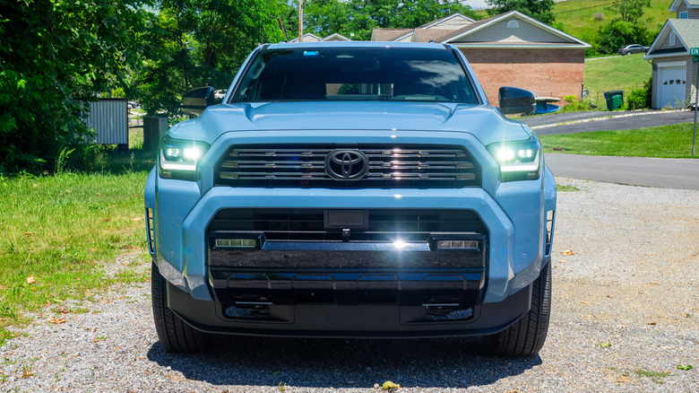 2026 Toyota 4Runner grille with headlights fully turned on