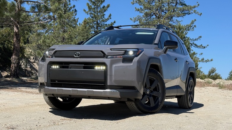 2026 Toyota RAV4 Woodland PHEV parked in the mountains