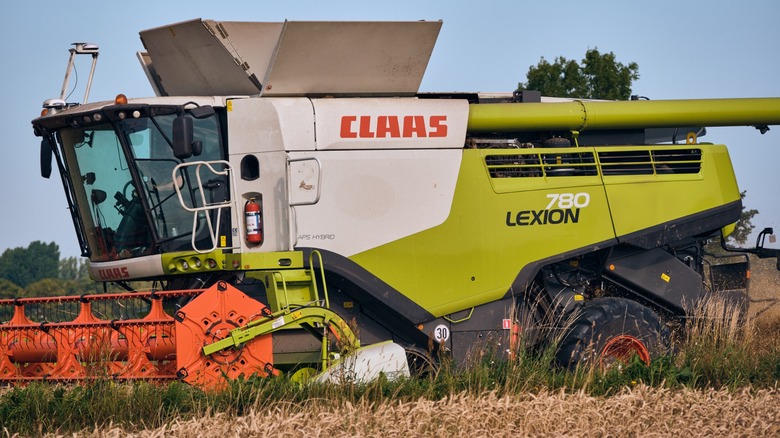 The Claas Lexion 780 during wheat harvest