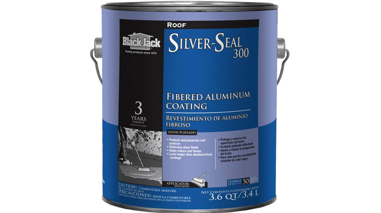 The Black Jack Silver-Seal 300 Fibered Aluminum Roof Coating on a white background