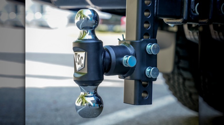 Tractor Supply 2-inch Adjustable Dual-Ball Hitch Mount on truck