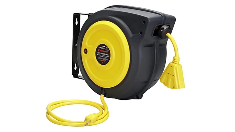 The JobSmart 50-Foot 12 Gauge Extension Retractable Cord Reel.