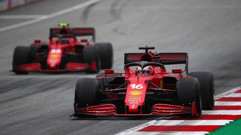 Formula 1 vehicles on track