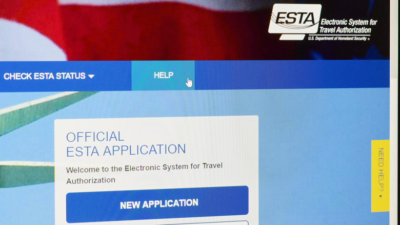 ESTA application page