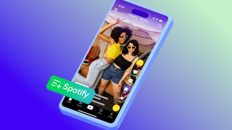 smartphone adding a TikTok song to Spotify
