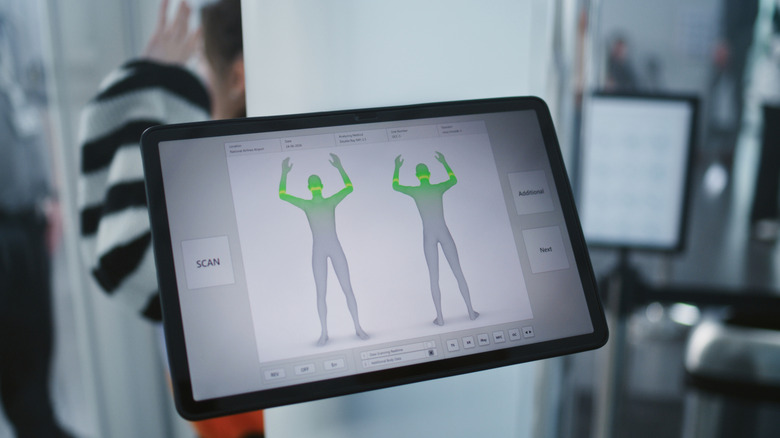 TSA scanners showing body outline