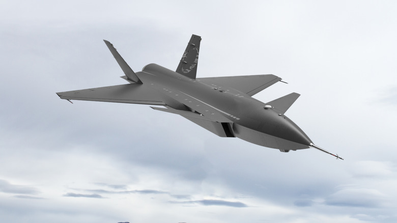 Bayraktar Kızılelma combat drone by Baykar tech in flight.