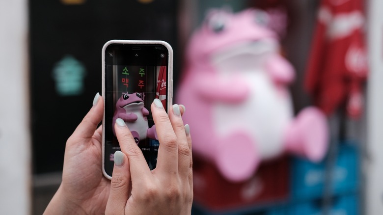 person taking photo on iPhone 