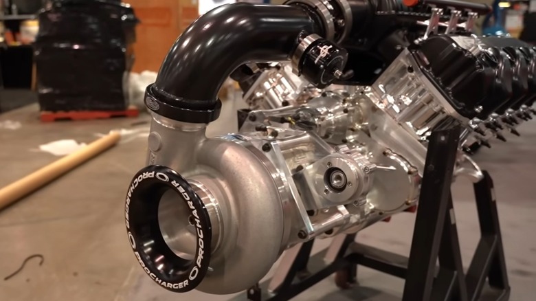 ProCharger centrifugal supercharger installed on engine