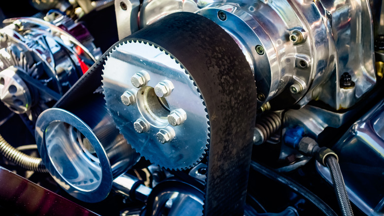 Close-up of Roots supercharger