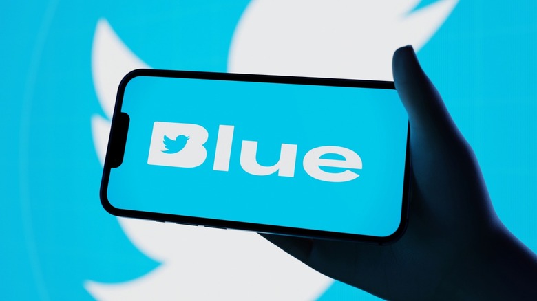 Twitter Blue logo on phone