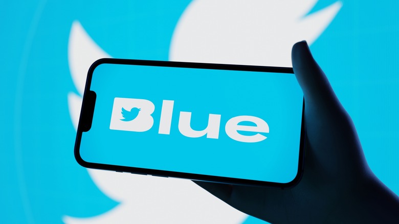 Twitter Blue logo on phone