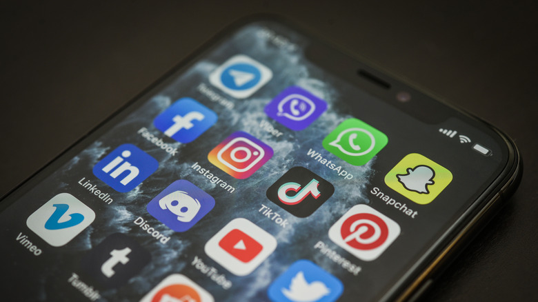 Social media apps on phone