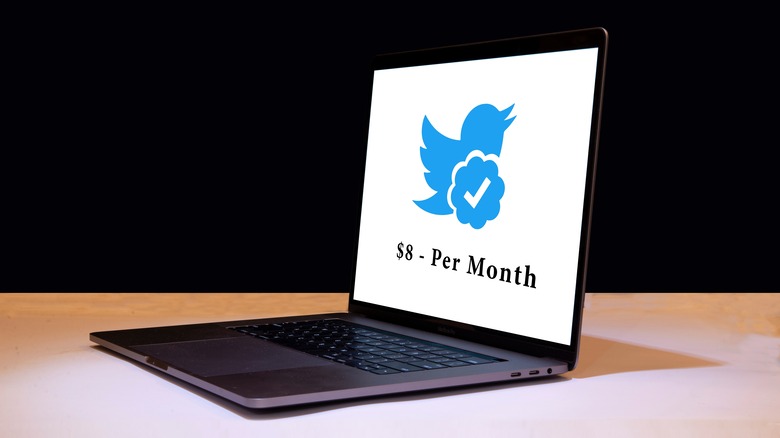 Laptop with Twitter blue