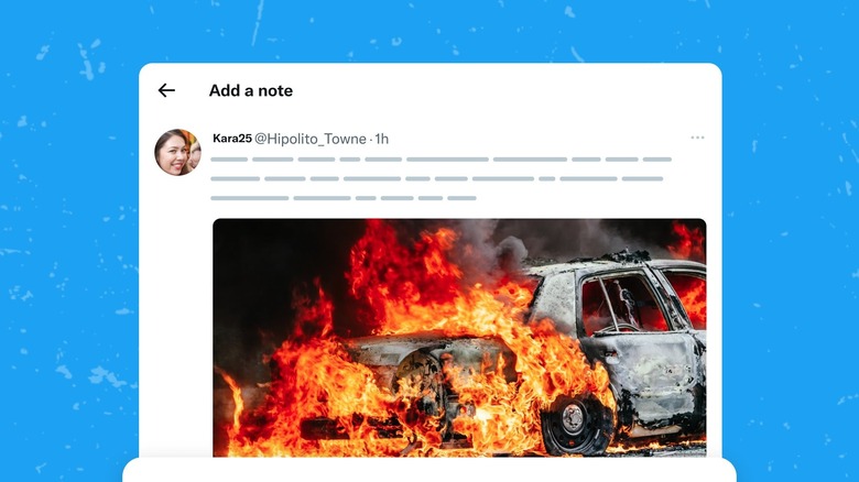 Screenshot of Twitter community notes feature