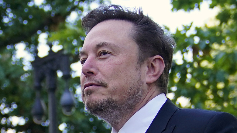 Side profile Elon Musk. 