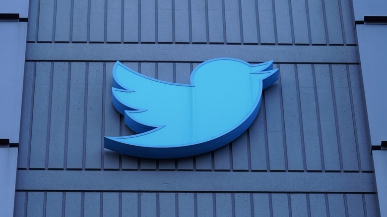 Twitter logo on building