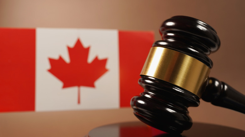 Canadian flag and gavel