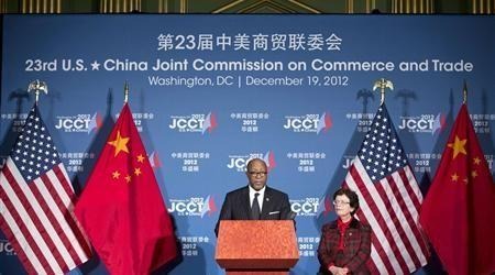 File photo of U.S. Trade Representative Ron Kirk and Acting Secretary of Commerce Rebecca Blank speaking at a news conference during the 23rd session of the U.S.-China Joint Commission on Commerce and Trade