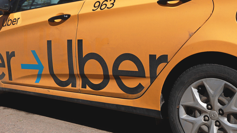 Yellow uber taxi