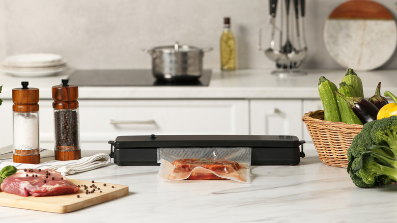 vacuum sealer surrounded by food