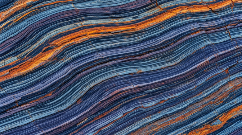 Vibrant blue layers flowing in a pattern
