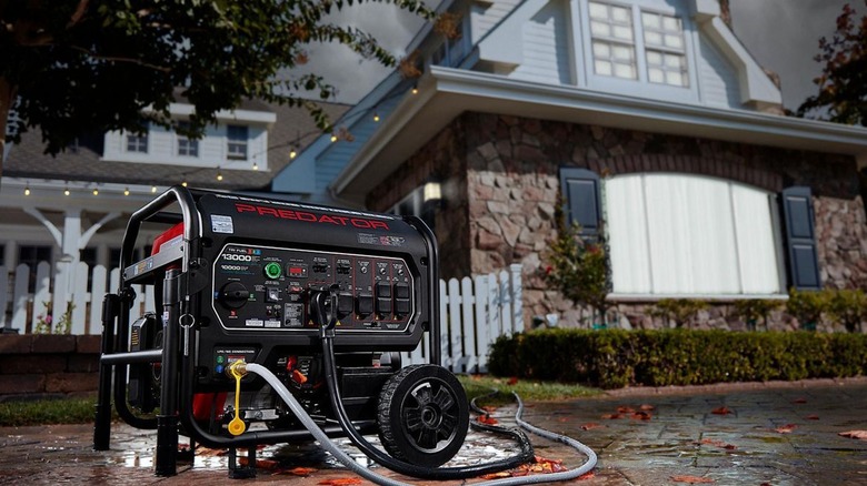 Harbor Freight generator outside house