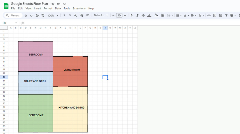 floor plan on Google Sheets