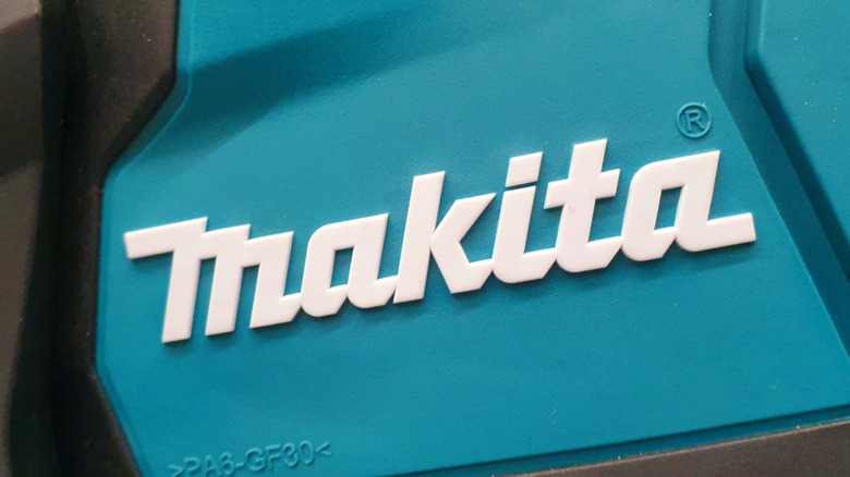 Closeup of Makita logo