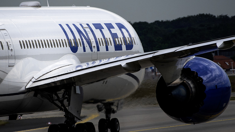 United Airlines' airplane on ground