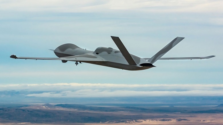an MQ-20 avenger drone mid-flight