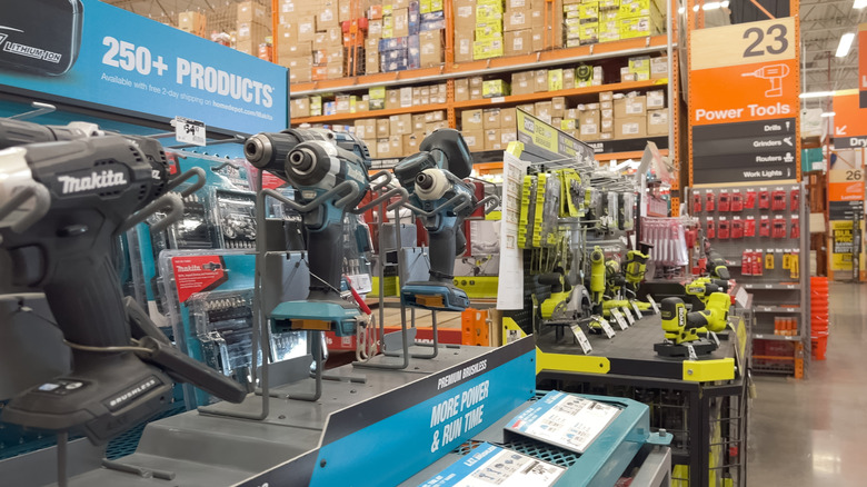 A tool display at Home Depot.