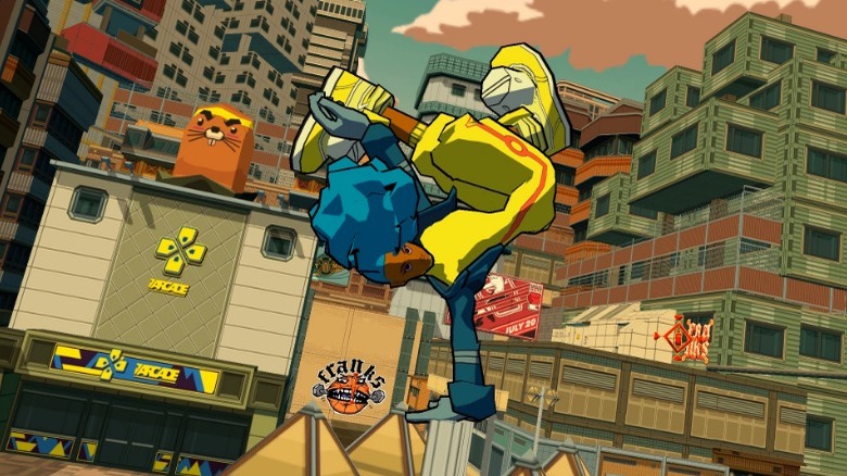 bomb rush cyberfunk rollerblade trick jump