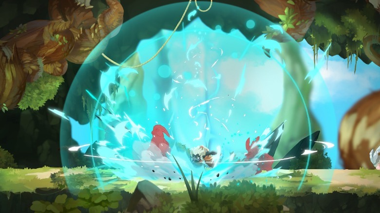 Hira performing a magical attack in Fallen Tear