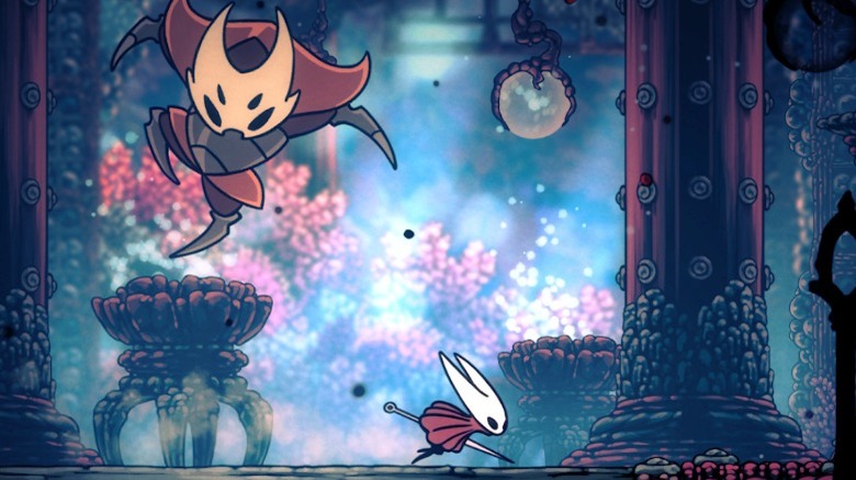 Hornet running through a dungeon in Hollow Knight: Silksong