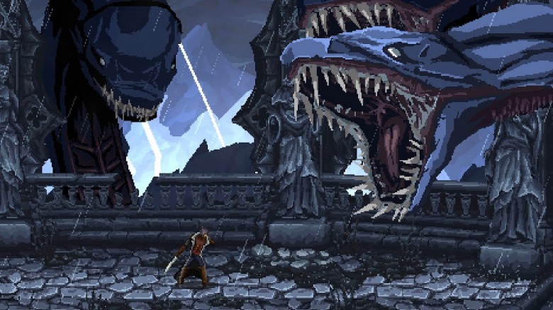 Fighting a huge serpent in The Last Faith