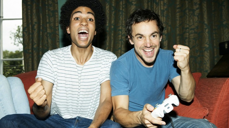 Two people playing video games