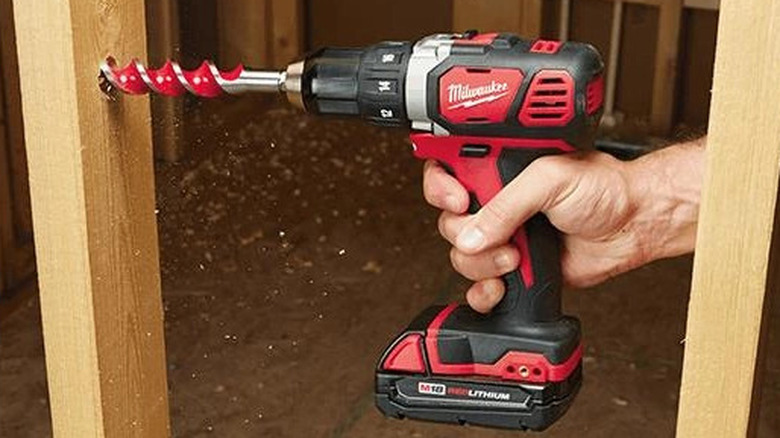 Drilling through lumber