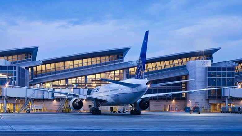 Plane parked at LAX terminal
