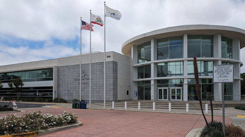 View of the entrance to City Hall of San Ramon California.