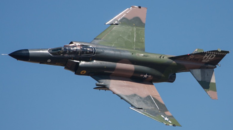 McDonnell Douglas F-4 Phantom II in a banking left turn