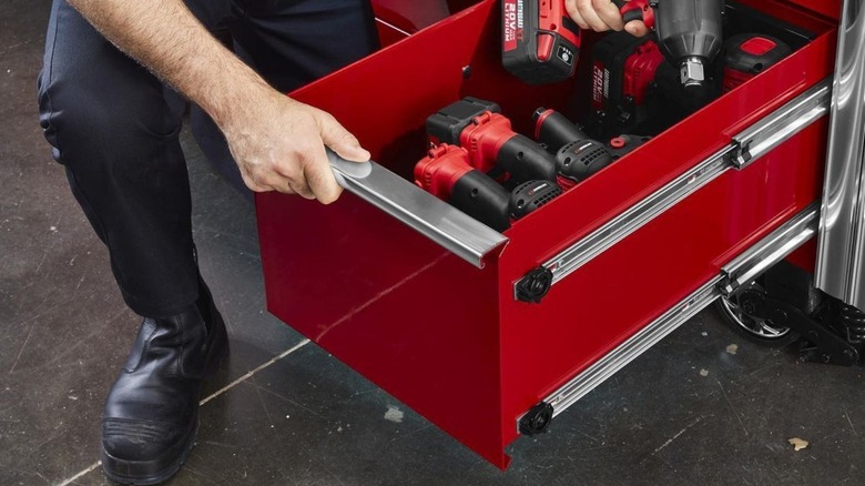 Icon tool box with drills palced inside