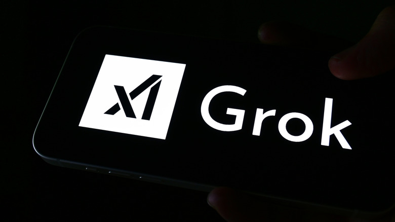 Grok logo on black screen