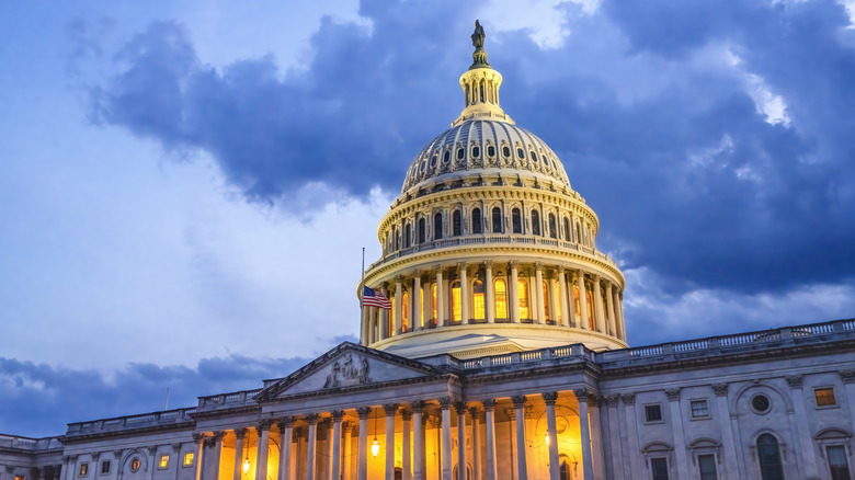 Capitol building dome in Washington, D.C. at night