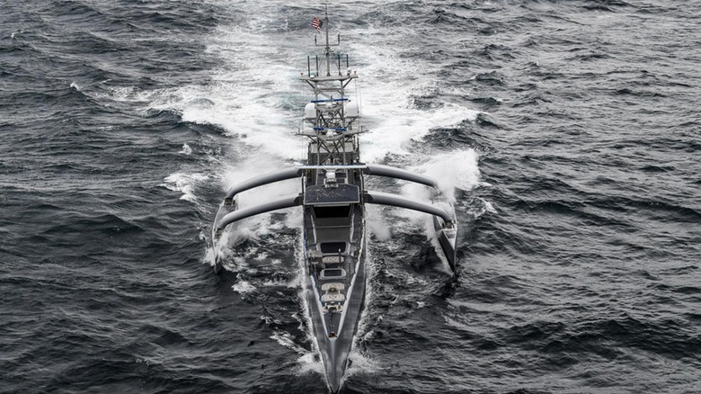 The Seahawk USV operating on the water