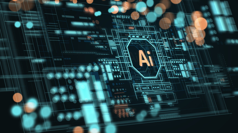 Illustration of a computerized board with the word AI in the center