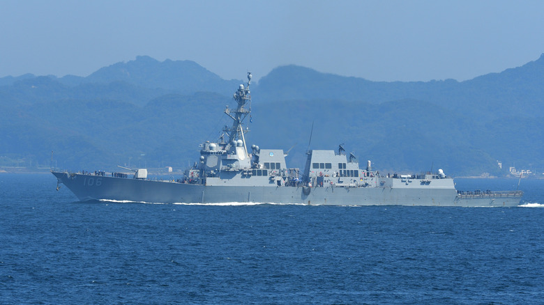 An Arleigh Burke class destroyer off the coast of Japan