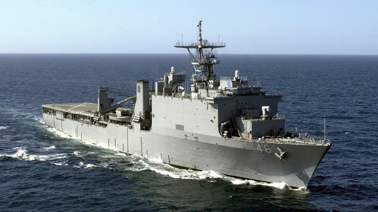 The USS Tortuga forging ahead at sea